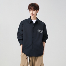 高品质鱼骨纹2026新款百搭翻领长袖衬衫A436-26019-P68118，男装衬衫，电商A436