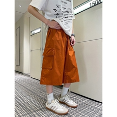 M-8XL工装七分裤阔腿裤大码冰丝短裤八分裤子机能马裤DK1302/P48，男装休闲裤，电商B238
