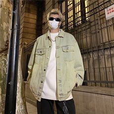 牛仔外套男春秋款水洗做旧痞帅高级感设计潮牌欧美街头飞行员夹克，男装工装外套，星座1210-1