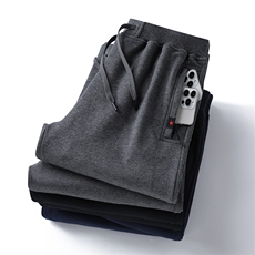 秋冬季男士休闲纯棉加绒卫裤松紧腰休闲运动长裤子潮男棉裤新款，男装棉裤，钱塘6003（原4033）