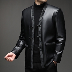 秋冬服中式皮衣男秋冬高端加绒加厚休闲外套皮夹克9255P180，男装夹克，星座1602B（原101B-1）