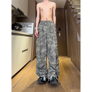 现货 早秋伞兵裤子潮牌宽松阔腿登山工装休闲长裤男K651-P45 控68图片