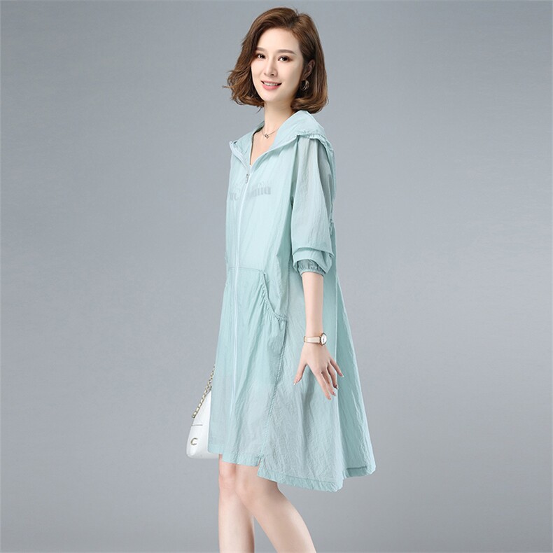 防晒衣女中长款2021年夏季新款韩版洋气薄款百搭长袖防晒服衫外套,女装短外套,伊满意