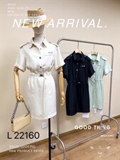 L22160衬衣领收腰连衣裙，女装连衣裙，穿名堂(5F)