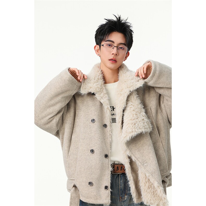 羊毛）复古双排扣毛领棉服男女冬季呢夹克JK1008-特P135-控258，男装夹克，星座216(原A116)