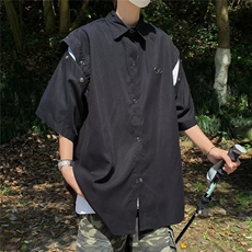衬衫男短袖可拆韩版潮流高街帅气2023夏季新款ins外套CY407-P38，男装衬衫，星座412-3