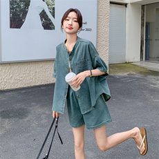新款现货主推薄款牛仔套装9859-P135-K188，女装套装/套裙，2C129