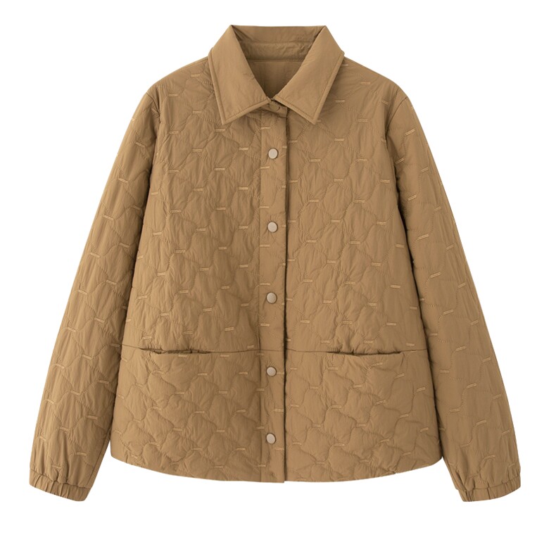 菱格夹棉保暖翻领棉服女短款2025冬季新款气质轻薄小棉袄棉衣外套,女装棉衣/棉服,梦懿尔