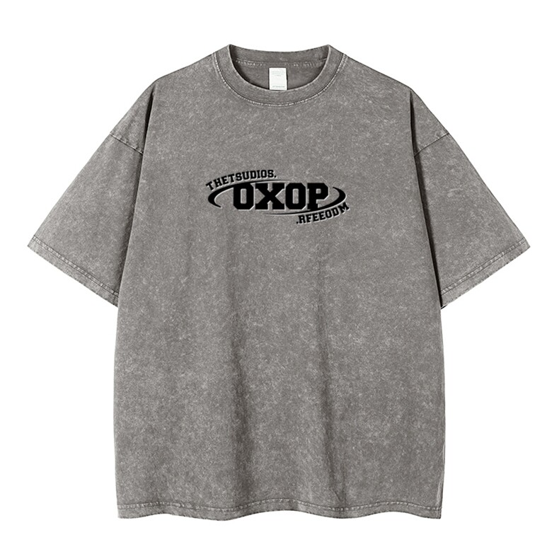 抖音得物供货240克重磅现货宽松美式纯棉水洗做旧印花T恤ATSX01,男装T恤,电商A443