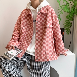 棋盘格衬衫男长袖小众搭高级感休闲外套港风日系JK08523-P58图片