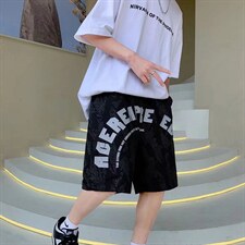 字母休闲短裤男高街ins夏季外穿薄款运动中裤D53P28，男装休闲裤，星座1116-2