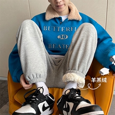 13冬季加厚保暖加绒羊羔毛裤男束脚阔腿休闲裤XZ211-1-K2461-P60，男装休闲裤，星座211-1