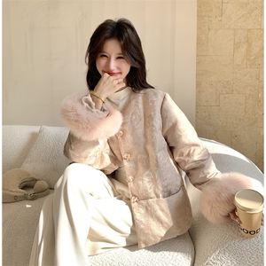 新品 新中式袖口拼接毛毛羽绒服 2C032 3152 P295 K438图片