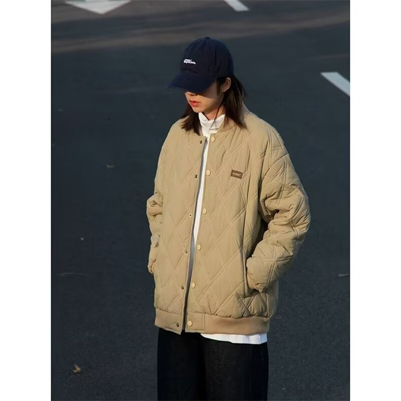 菱形格棉服青少年男潮棒球棉衣,男装棉衣,电商D315