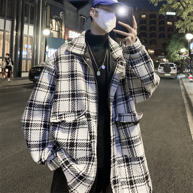 男士大衣男秋冬季新款潮牌夹克港风宽松粗织外套 J6511 P85图片