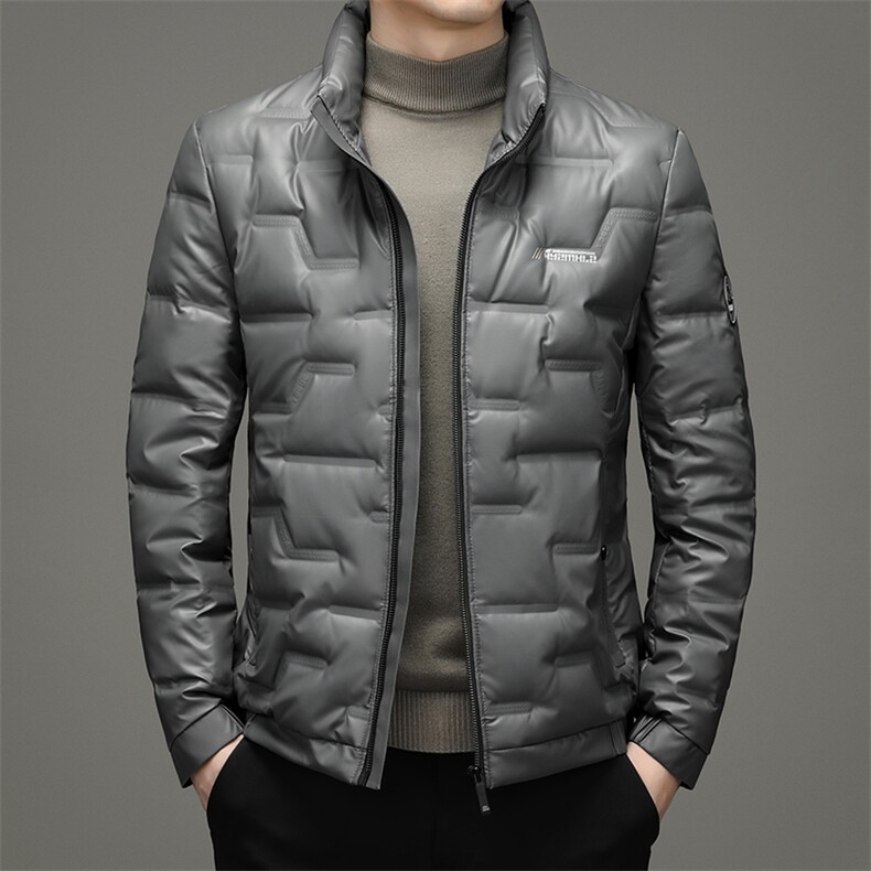 2023冬季纯色立领常规羽绒服男士厚款保暖休闲外套SNDAF3335-P250,男装羽绒服,电商B212（原钱塘6029）