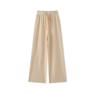 新款软糯纯色针织宽松舒适简约百搭侧缝阔腿羊毛裤图片