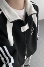 WY10190-特P60420g重磅-高品质-条纹设计感大码保暖卫衣外套男，男装棉衣，电商A059