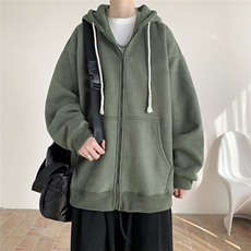 600克麂皮绒重磅加绒加厚外套开衫拉链连帽卫衣B219A-LK001-特50，女装短外套，电商B219A