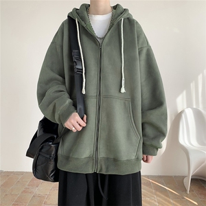 600克麂皮绒重磅加绒加厚外套开衫拉链连帽卫衣B219A-LK001-特50图片