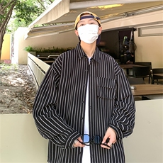 C3082/P40秋装新款条纹长袖衬衣男立体口袋工装大码衬衫男上衣，男装衬衫，电商A141