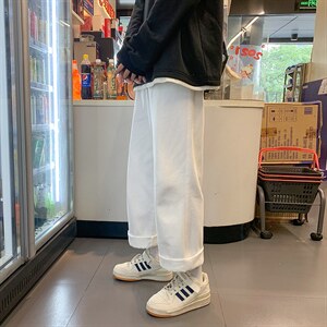 春夏港风男装直筒松紧腰纯色休闲牛仔长裤D201-DM82-P45，男装休闲裤，电商D321-1