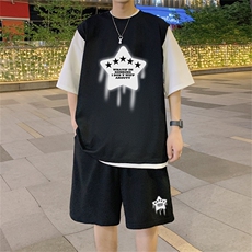数据款冰感华夫格套装潮流休闲短袖短裤两件套FTZ3057-P55控78，男装牛仔裤，电商B370