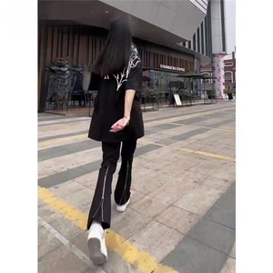 美式显腿细腿长男女黑色拉链修身微喇牛仔裤百搭休闲SW12 P32图片