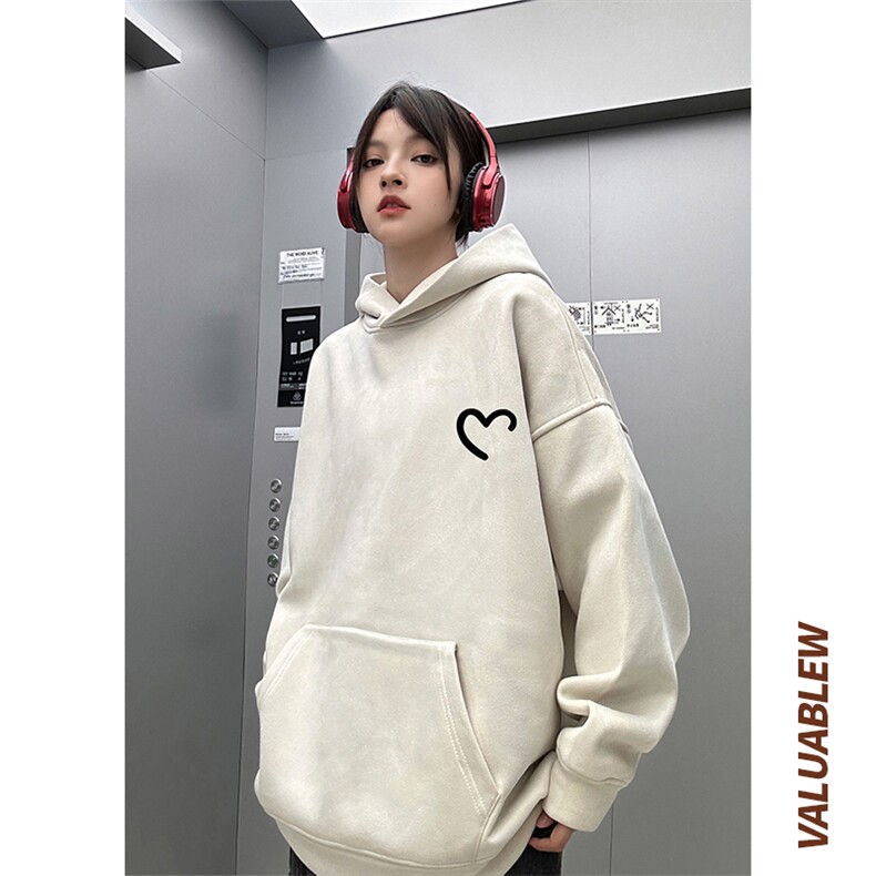 ！麂皮绒连帽卫衣直播品质重磅400克爱心印花JL7138-P45控78,男装卫衣,星座508（原C305）