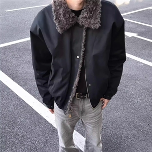 韩 一件过冬cleanfit短款棉服狼毛哈灵顿棉服环保毛领夹克外套图片
