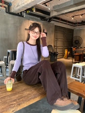 2025秋季美拉德咖中高腰直筒显瘦纯棉牛仔裤，女装休闲裤，湘姗
