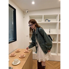 2025牛仔外套男女春季2025宽松美式高街复古翻领夹克拉链上衣潮流，男装夹克，星座506A
