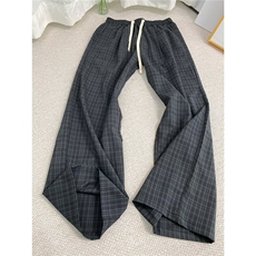AK2206-P42美式复古格子直筒垂坠感裤小众设计感宽松阔腿裤，女装休闲裤，星座617A-2