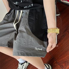 夏装撞色拼接刺绣休闲短裤男夏季宽松五分裤沙滩裤K1016P30，男装牛仔裤，电商C323