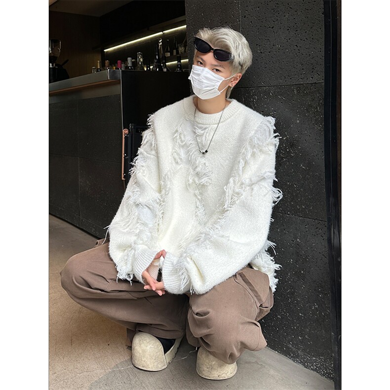 时潮复古藏宽松针织衫毛衣慵懒休闲显质感复古格调上衣HY675TP55,男装针织衫/毛衣,电商A102B