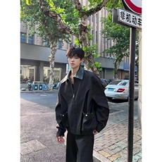皮领黑色外套男秋季美式高街设计感cleanfit男生夹克J693，男装夹克，星座1116A（原606A-3）