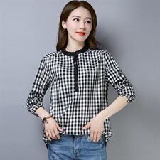 衬衫格子纯色甜美百搭时尚简约2021年春季新款，女装衬衫，小林双子