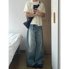 夏季狐绒萃古巴衬衫绒感镂空男女透气老钱风短袖CT25113批48，男装T恤，星座1004-6