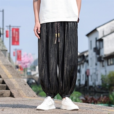 2025夏季风定制花灯笼裤男士大码宽松冰丝休闲裤815-811P75，男装休闲裤，星座815（原A203）