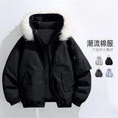 美式座山雕毛领羽绒服男冬季加厚棉衣情侣棉服外套MY2525-P100，男装羽绒服，星座610（原A335）