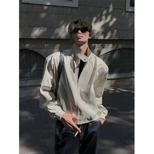 潮牌皮衣男士秋冬季新修身外套帅气休闲美式复古机车皮夹克图片