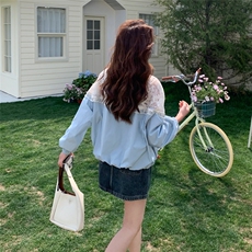 洋气百搭宽松时尚开衫上衣潮2025夏季新款蕾丝拼接防晒休闲外套女，女装短外套，浙宝203