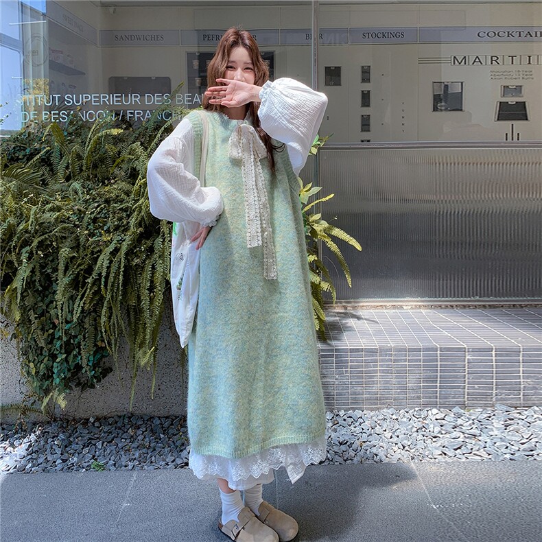 甜美蝴蝶结罩衫白色连衣裙套装女春秋2025新款法式温柔风流行爆款,女装套装/套裙,2C217