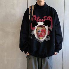 男加绒加厚高领卫衣头像印花落肩袖情侣款打底衫XZ514-2-G80-P48，男装T恤，星座514-2(原B239)