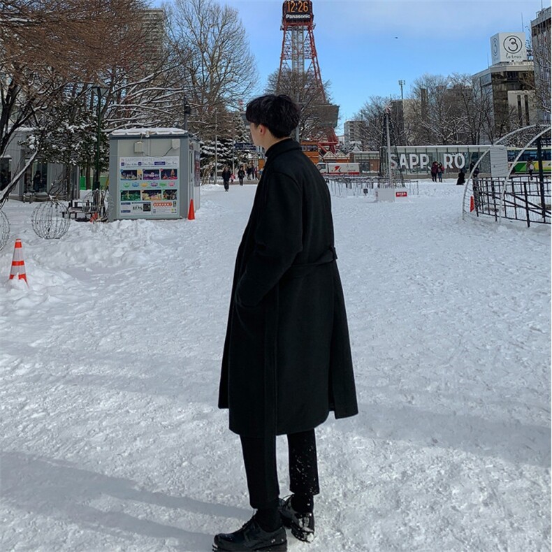 秋冬韩版毛呢大衣男中长款过膝宽松高级感潮流英伦风呢子风衣外套,男装风衣,星座710
