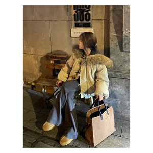 卡其色羽绒服女复古牛角扣派克服冬季2025年新款加厚韩系棉袄外套图片