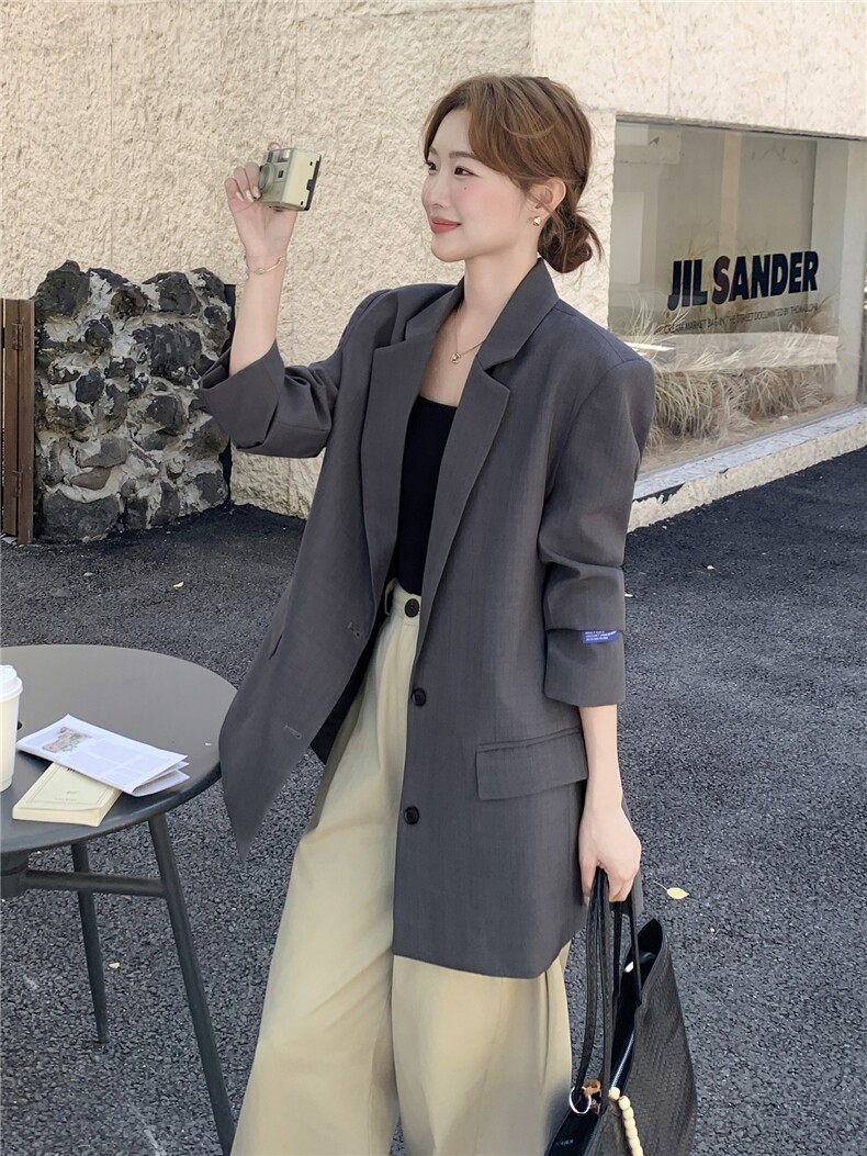 210-3283-P145-k208韩版灰色休闲西装2025年秋季,女装西装,韩蜜菓