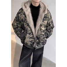 极地虎纹迷彩毛毛领座山雕新雪丽加厚棉服n2b外套夹克，男装夹克，四季星座505