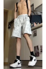 美式扎染脏脏短裤男款夏季潮牌冰丝速干宽松直筒休闲运动五分裤子，男装牛仔裤，电商A309
