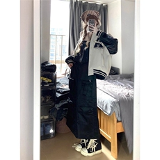 美式复古棒球服外套春秋新款翻领刺绣情侣立领夹克宽松拼接上衣，男装夹克，星座601-1